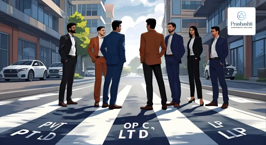 Choosing between Pvt Ltd, OPC, and LLP business structures"