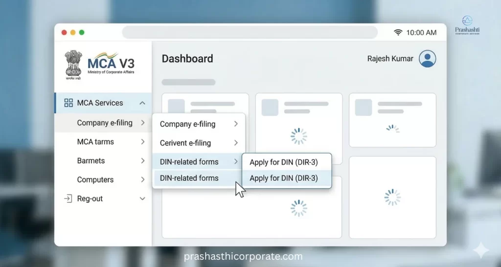 Step 3: Access Form DIR-3 for DIN Application -How to Apply for DIN Online