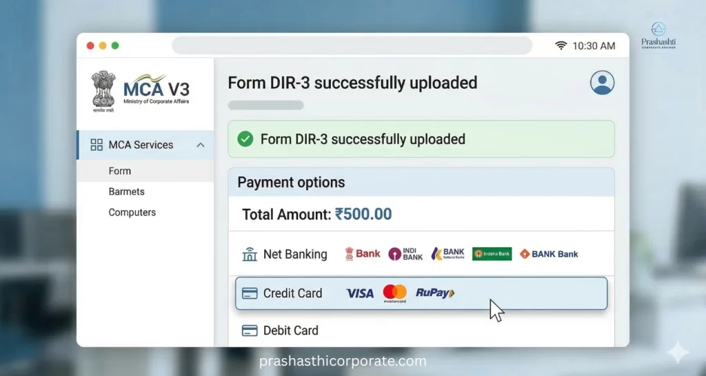 Step 9: Upload the Form and Pay the Government Fee